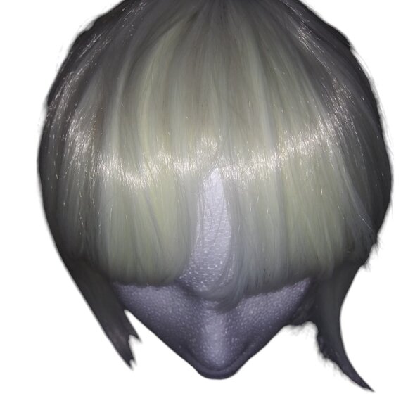 White Short Bob Wig with Bangs Synthetic Hair Cosplay - Picture 6 of 9